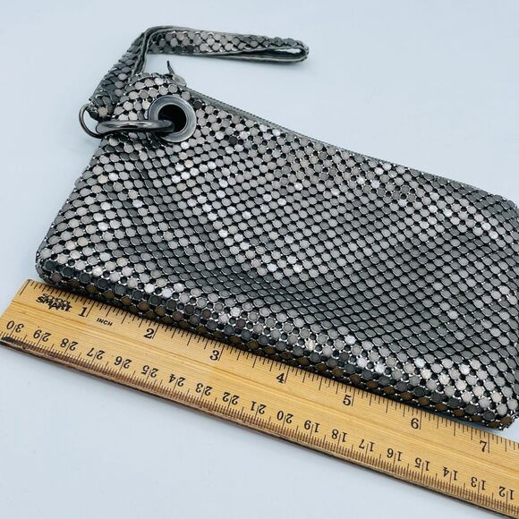 Metal Mesh Charcoal Clutch Wristlet Purse Cosmetic Phone Bag Prom Date Night - Picture 5 of 7